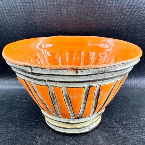 Boyan Moskov Other - Boyan Moskov Studio Signed Pottery Stoneware Bowl Brown Orange MCM Retro